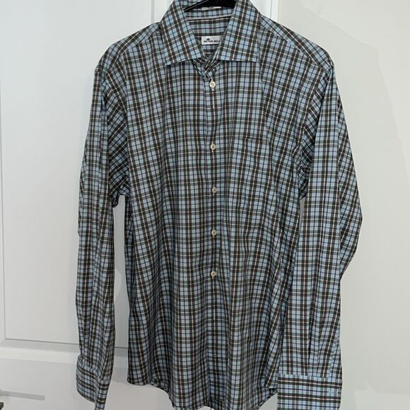 Peter Millar Cotton/Nylon/Spandex Travel Business Shirt L Men’s Modified Button - Picture 4 of 6